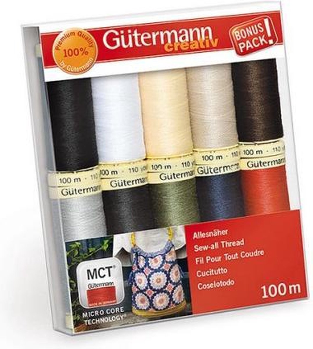 Gutermann naaigaren assortiment 10 basis kleuren