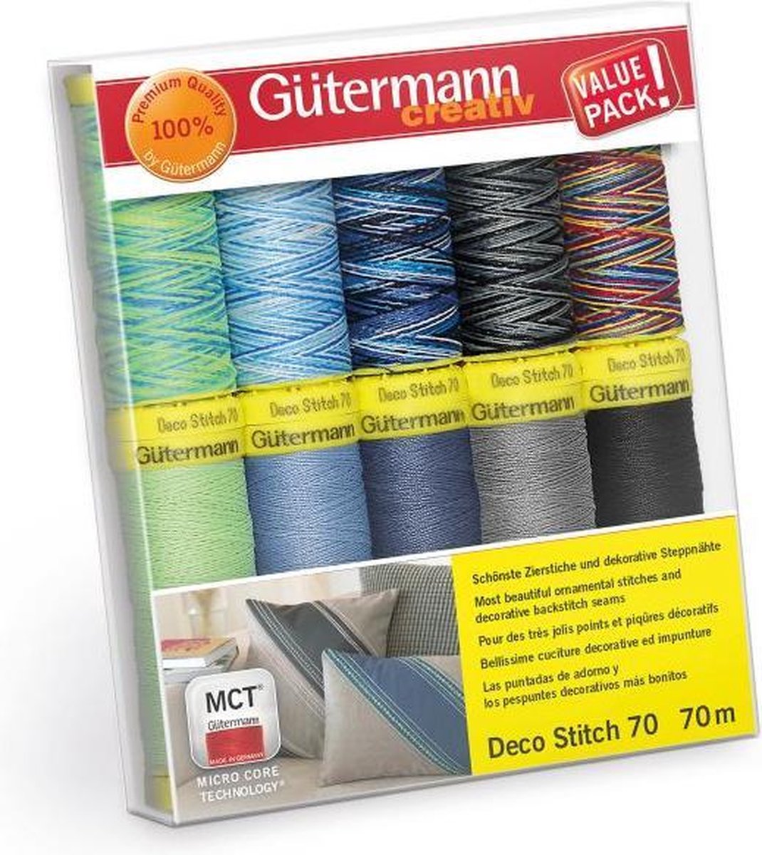 Gütermann 702166 colour 2  Allesnaaigaren set 10 spoelen assorti