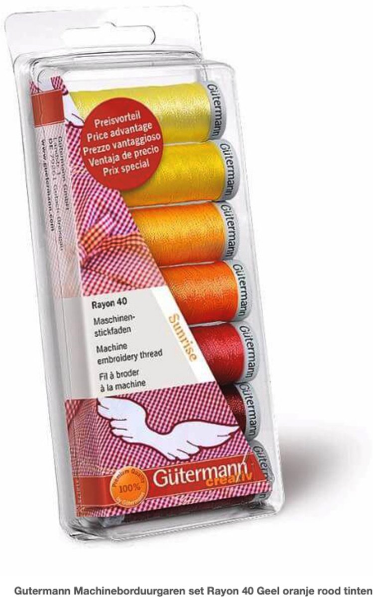 Gutermann Machineborduurgaren set Rayon 40 Geel oranje rood tinten