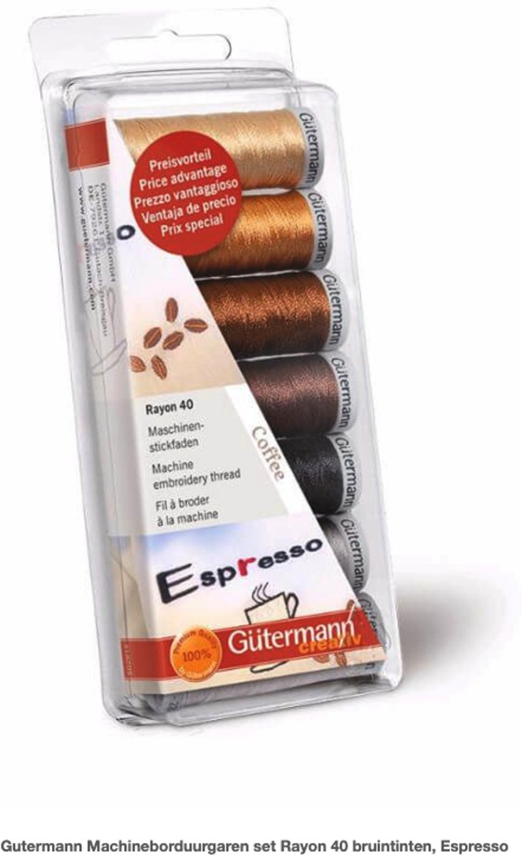 Gutermann Machineborduurgaren set Rayon 40 bruintinten, Espresso