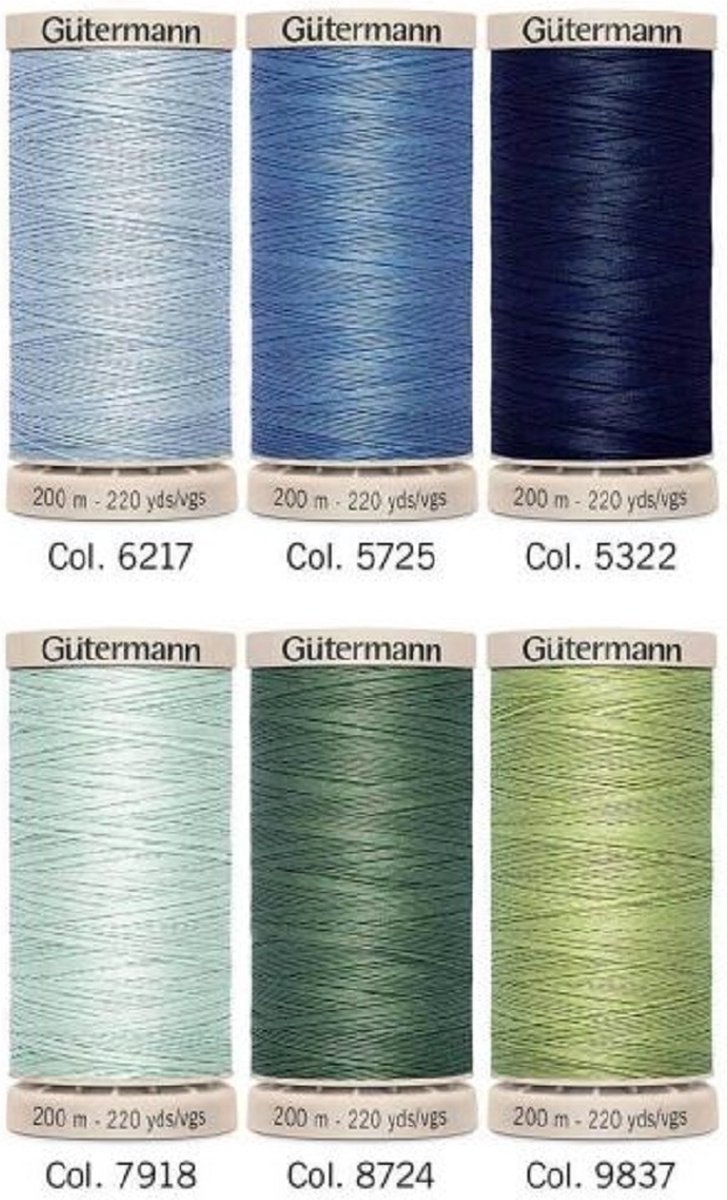 GÜTERMANN NAAIGARENSET QUILTING 6X200M groen-blauw