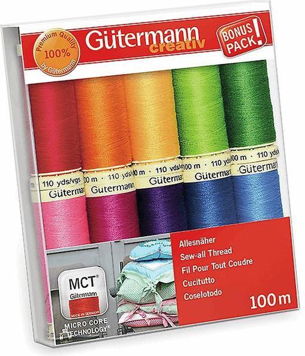 gutermann naaigaren set 10 heldere kleuren