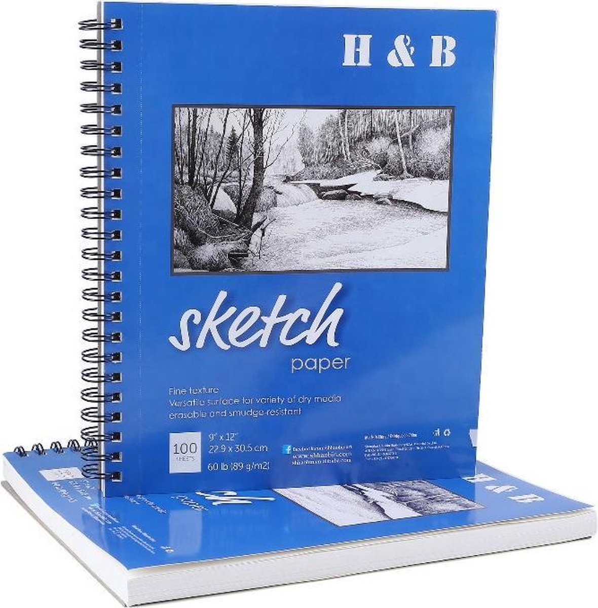 H&B® Professionele A4 Schetsboek  - 100 vellen - Schetsen - Schetspapier Tekenen - Schetspotloden Boek - Tekenboek - Kleurboek