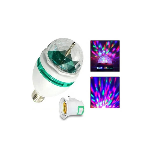 Set van 2 Roterende Disco LED Lampen met Kleureffecten - E27 Fitting + Stekker