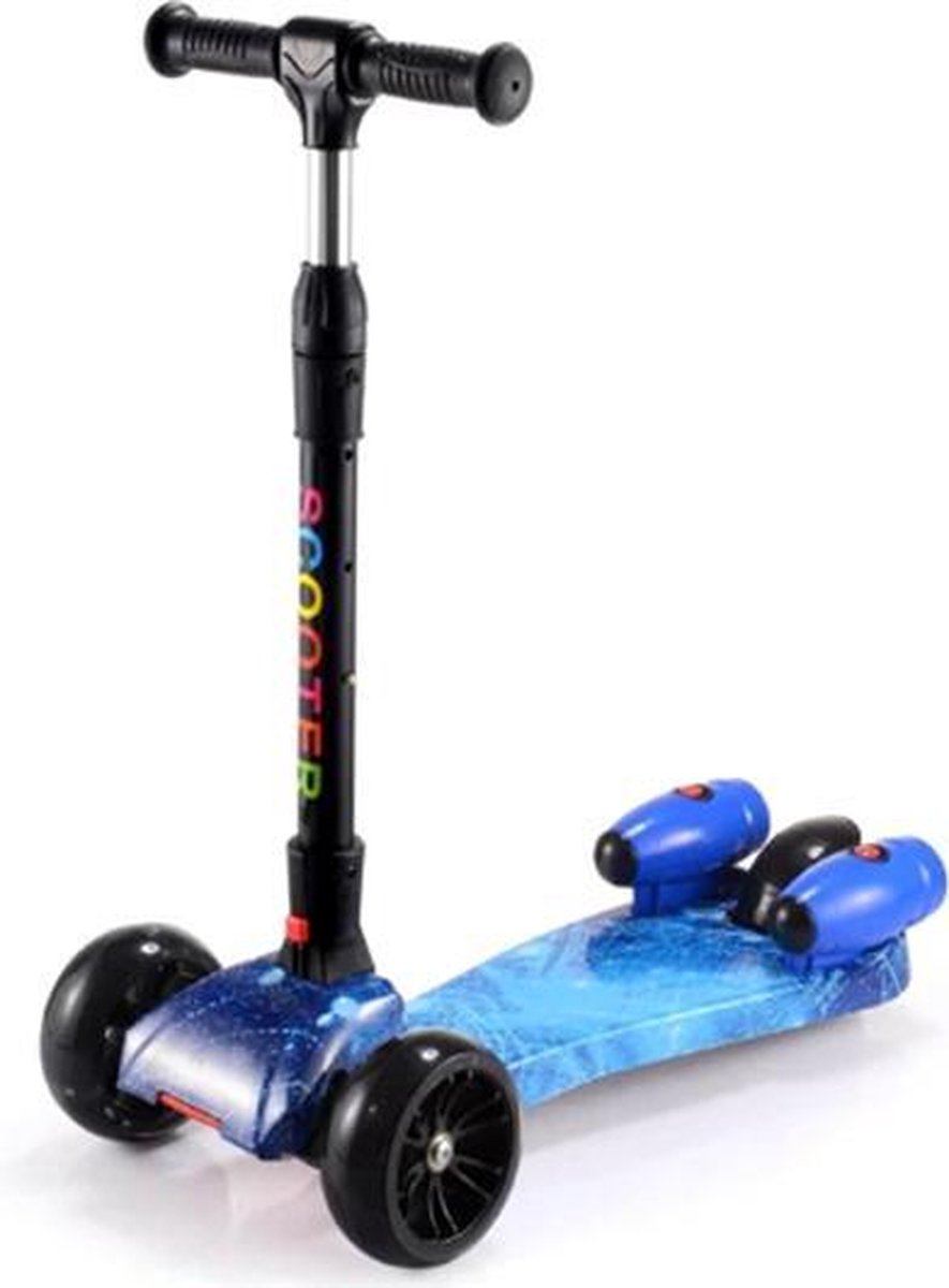 Driewiels Kinder Scooter - LED Wieltjes - Rook en Geluid - met Bluetooth - Blauw