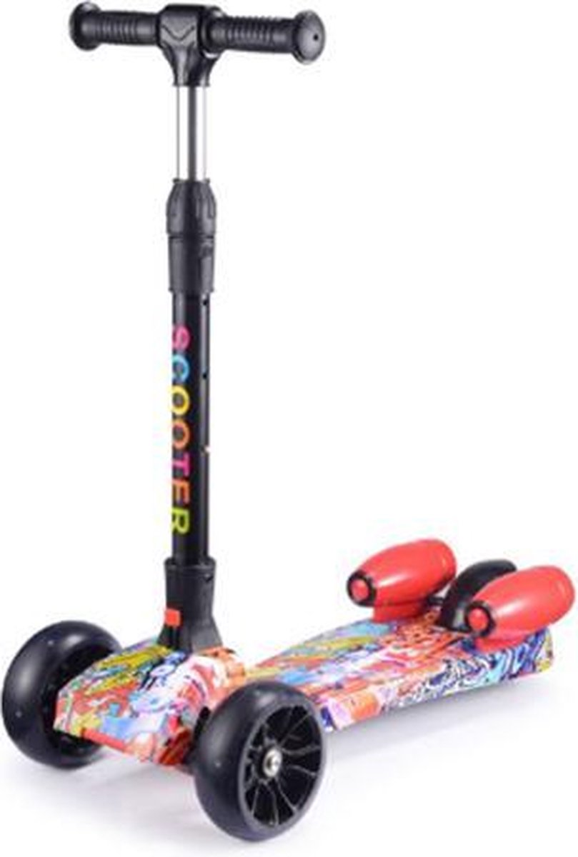 Driewiels Kinder Scooter - LED Wieltjes - Rook en Geluid - met Bluetooth - Graffiti