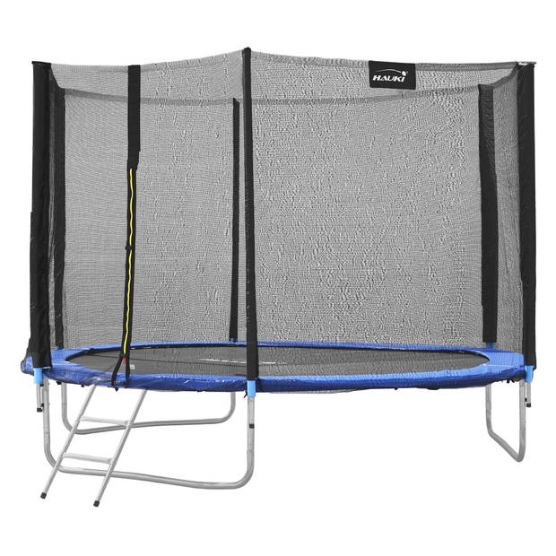 Trampoline Ø305 cm met veiligheidsnet, ladder en gevoerde stokken Blauw tot 150kg HAUKI