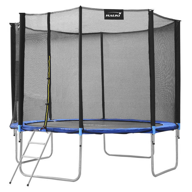 Trampoline Ø366 cm met veiligheidsnet, ladder en gevoerde stokken Blauw tot 150kg HAUKI