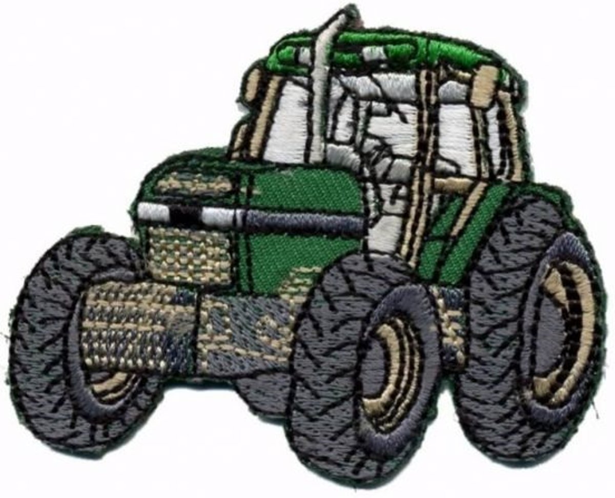 Applicatie Tractor groen opstrijkbaar 64 x 55 mm