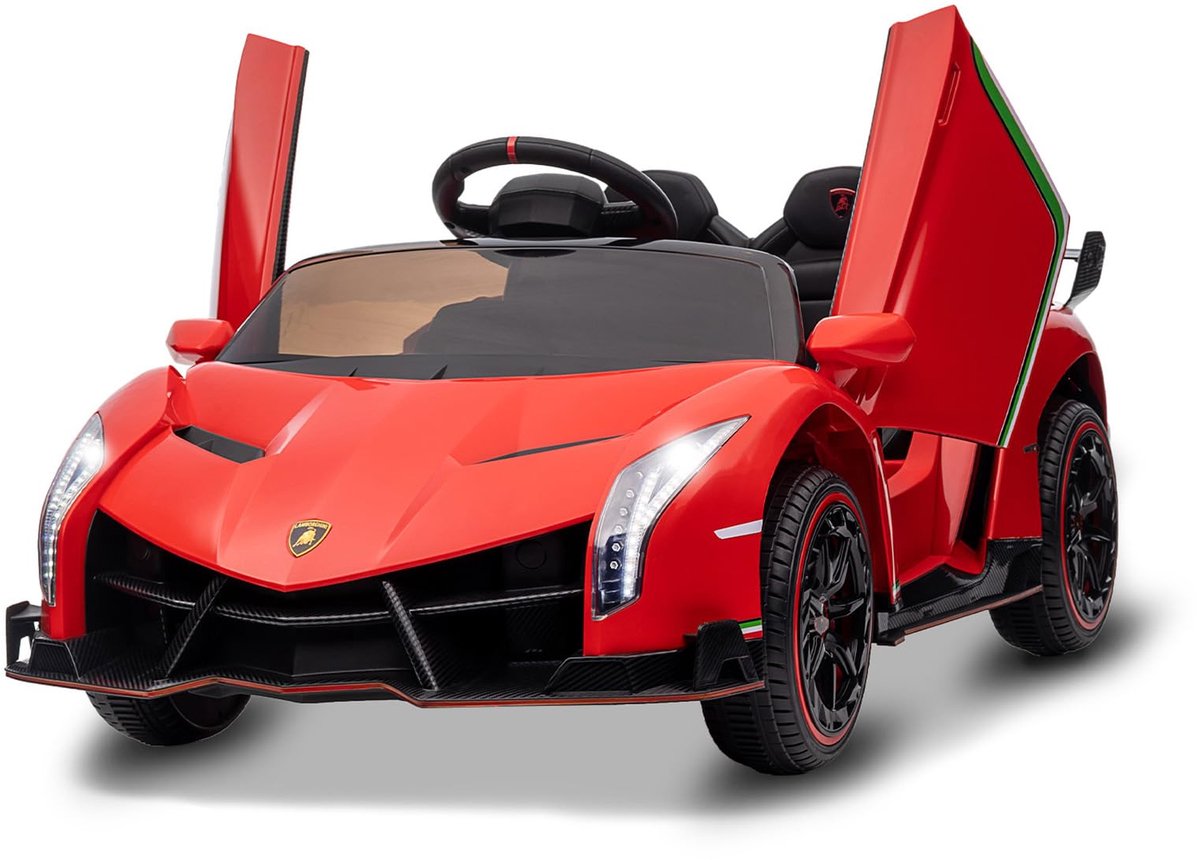Kinder Elektrische Auto 12V – 2x35W, Afstandsbediening, 3 Snelheden, LED & Muziek – Vanaf 3 jaar – Rood