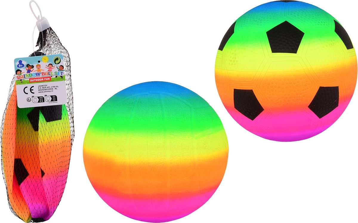 HOT Sports + Toys Regenboog bal maat 3 - 2 stuks - kleurrijk speelgoed.