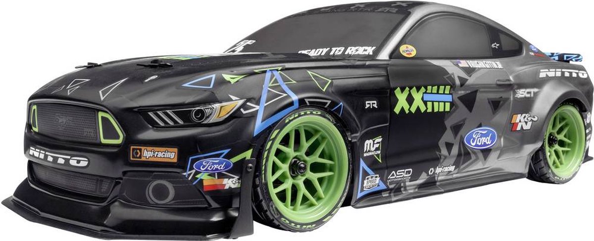 HPI Racing Vaughn Gittin Jr Drift Mustang Brushed 1:10 RC auto Elektro Straatmodel 4WD 100% RTR 2,4 GHz Incl. accu, opl