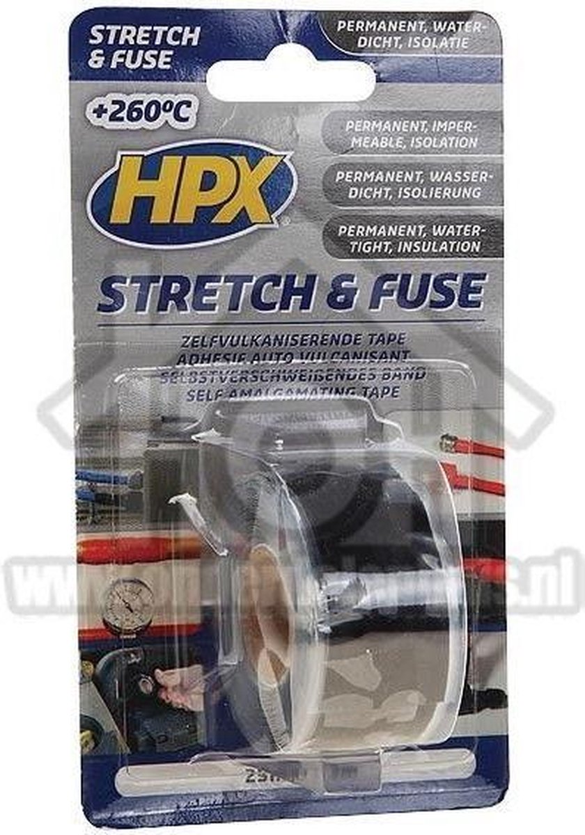 HPX Tape Stretch & Fuse Zwart Isolatietape, 25mm x 3 meter SZ2503