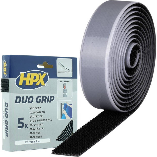 HPX duo grip klikband DG2502 -ZWART- 25mm x 2m.