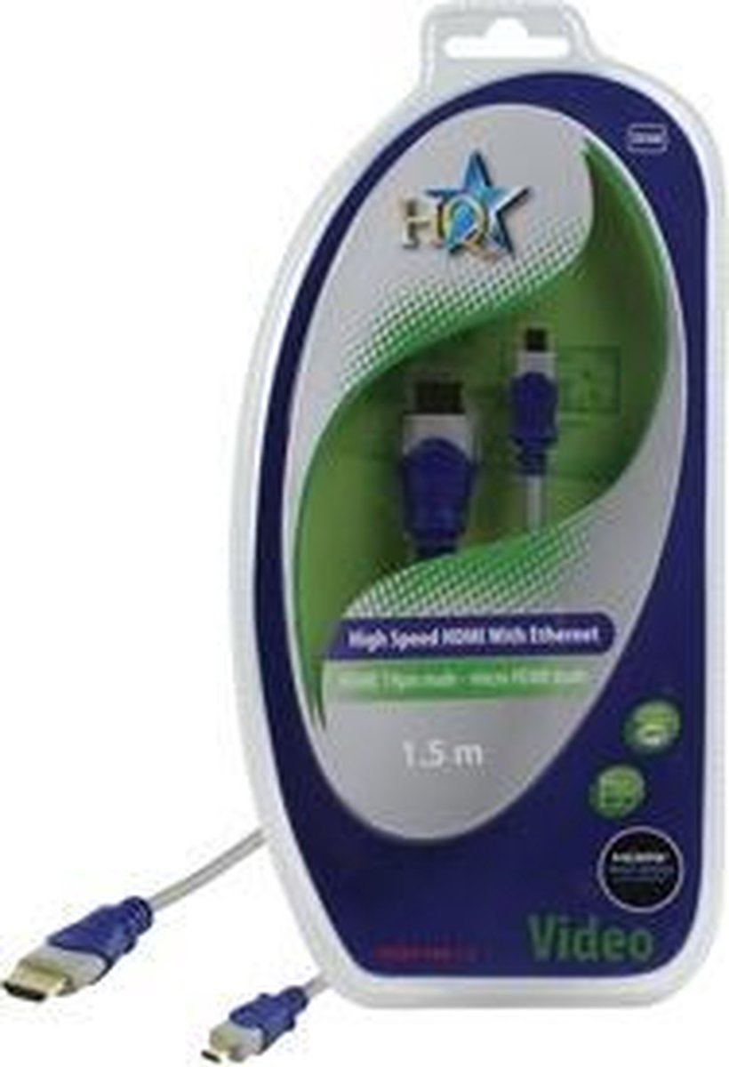 HQ - 1.4 High Speed HDMI naar Micro HDMI kabel - 1.5 m - Blauw/Grijs