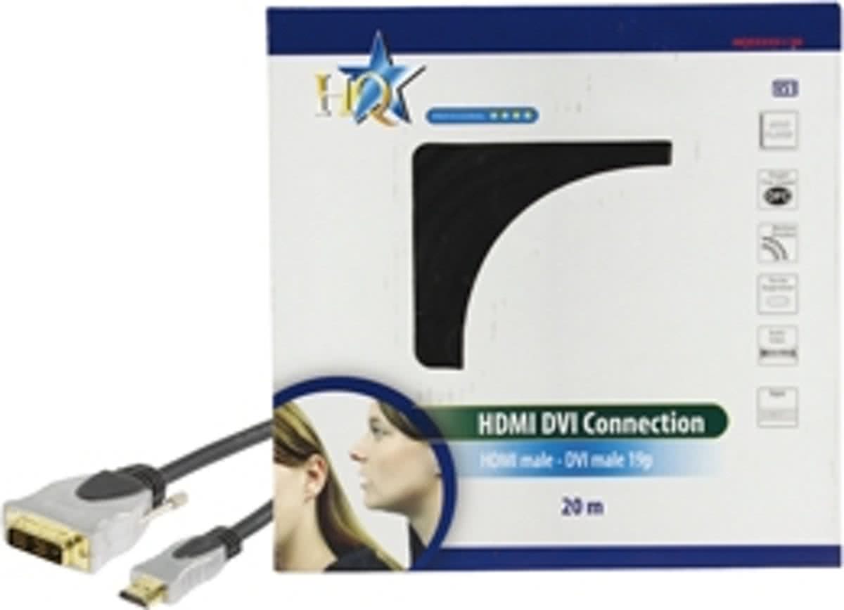 HQ - HDMI naar DVI kabel - 20 m - Zwart