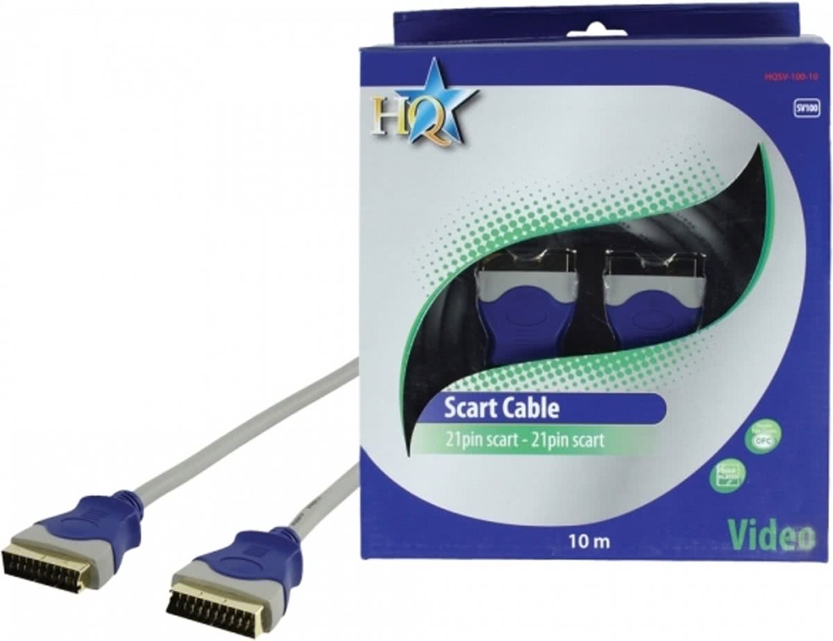 HQ 10m SCART M/M 10m SCART (21-pin) SCART (21-pin) Blauw, Grijs SCART-kabel