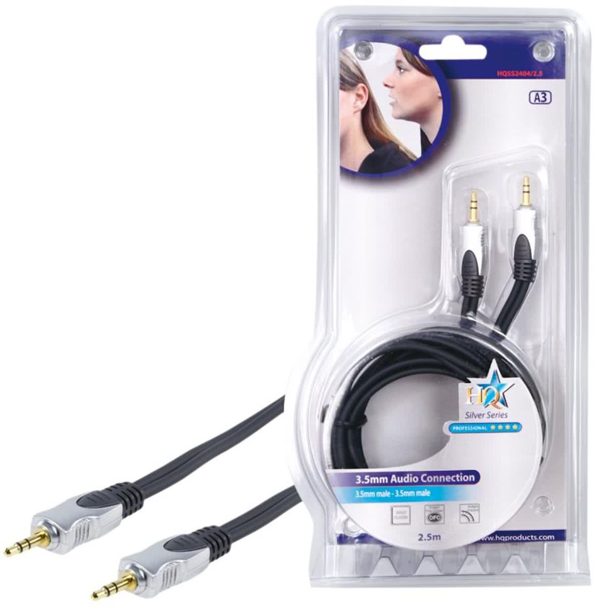 HQ 2.5m 3.5mm/3.5mm 2.5m 3.5mm 3.5mm Zwart, Zilver audio kabel