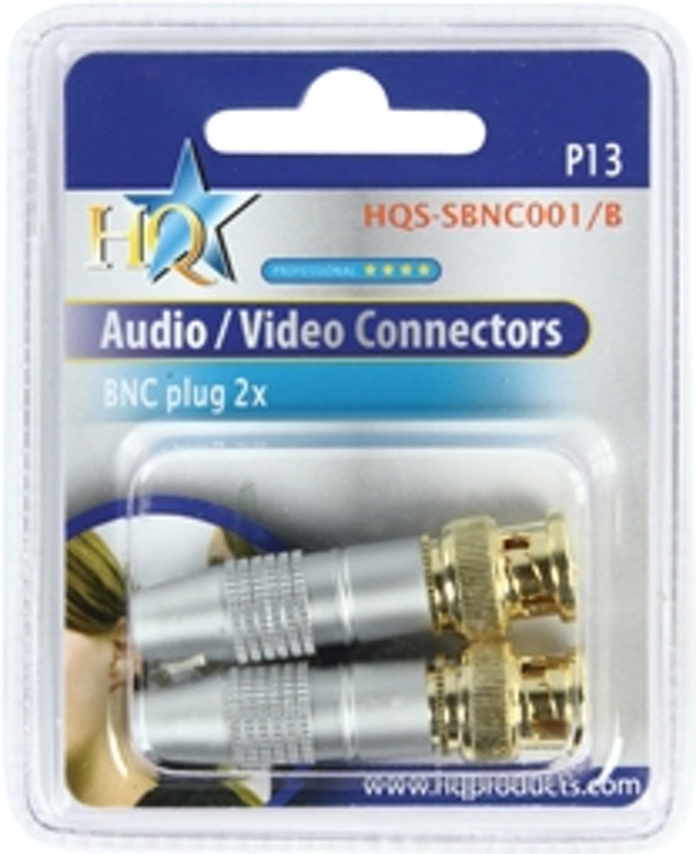 HQ BNC plug 2x kabel-connector Goud