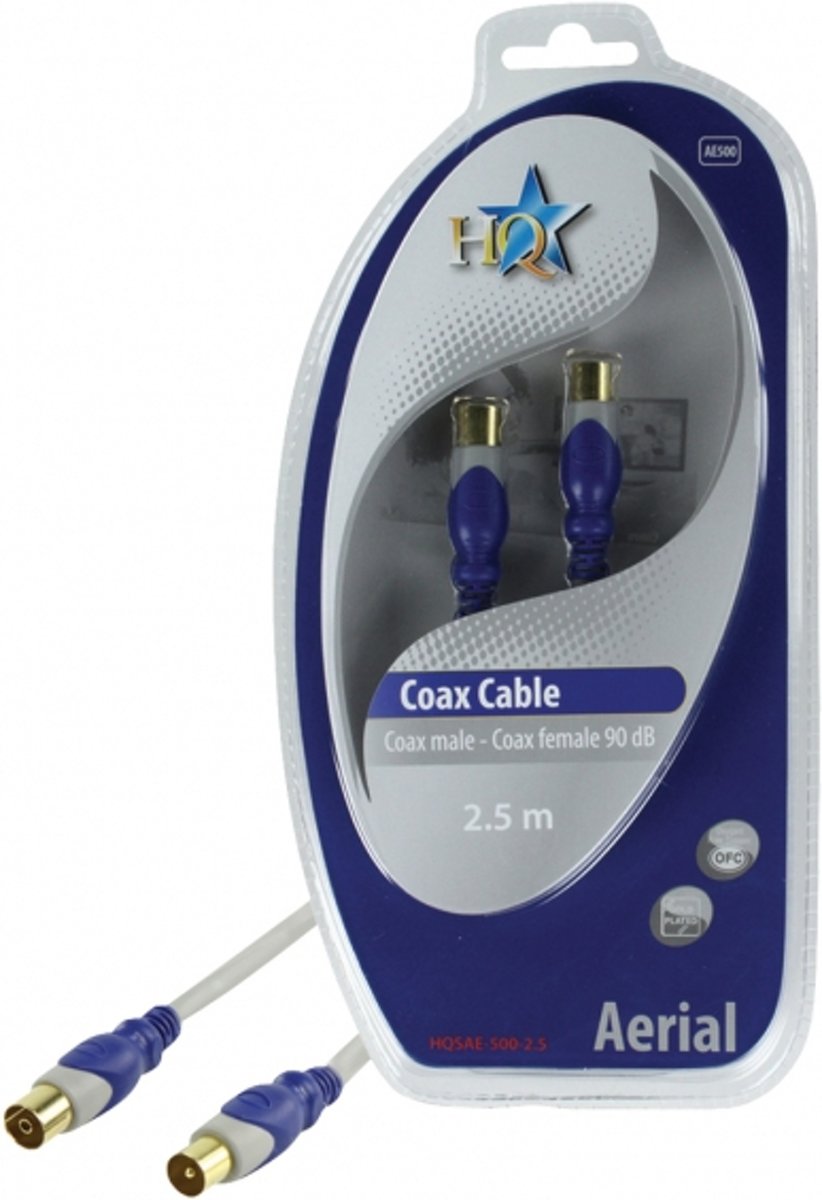 HQ Coax(m)/Coax(f), 2.5m 2.5m Coaxiaal Coaxiaal Grijs coax-kabel