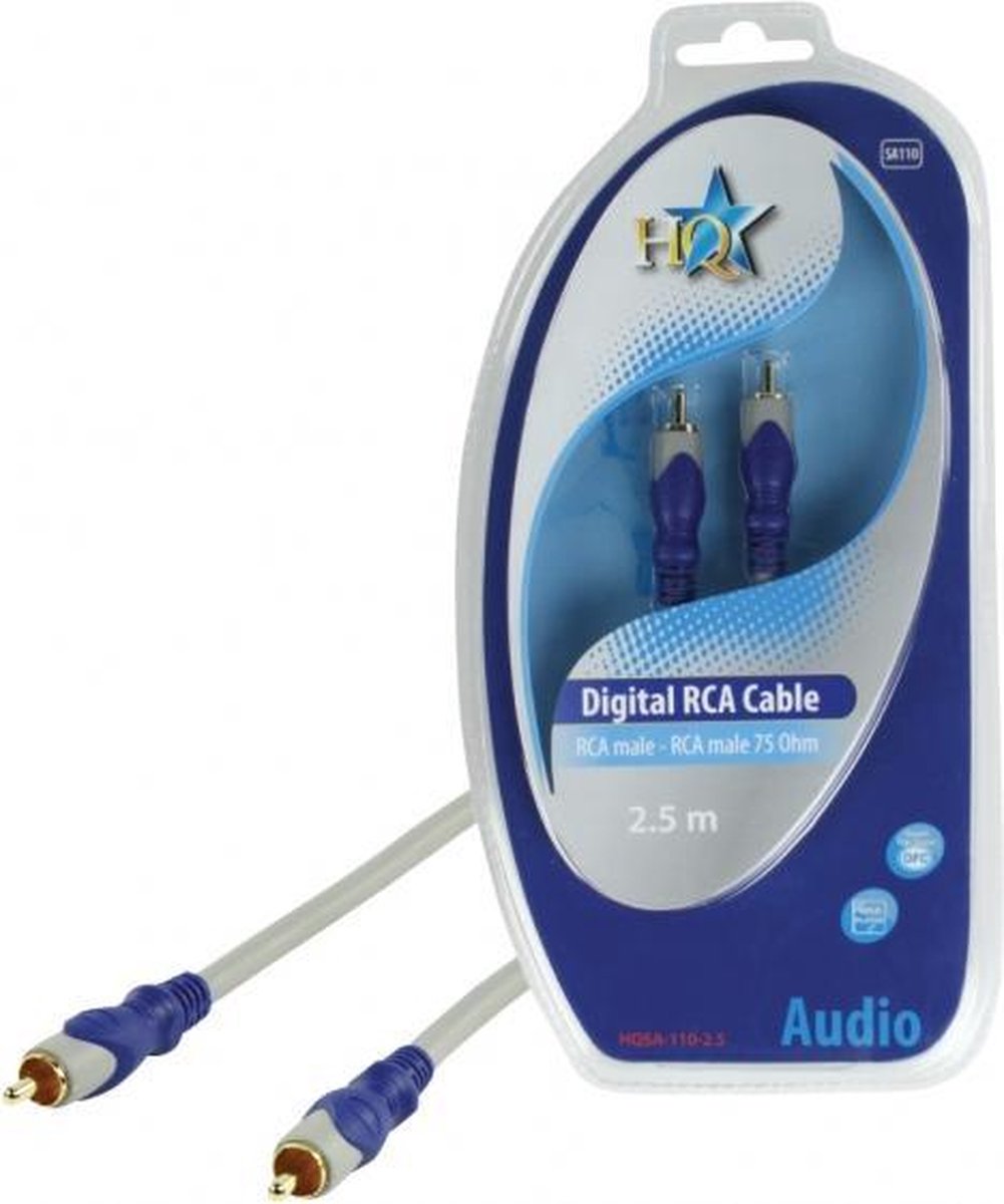 HQ RCA/RCA, 2.5m audio kabel 2,5 m Blauw, Grijs