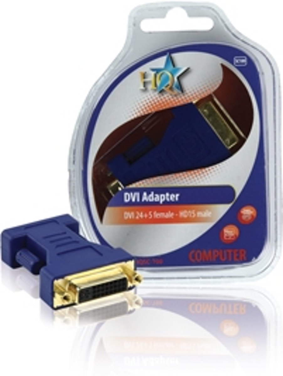 HQ SC-100 DVI-I 24+5p Vrouwelijk VGA Mannelijk Blauw kabeladapter/verloopstukje