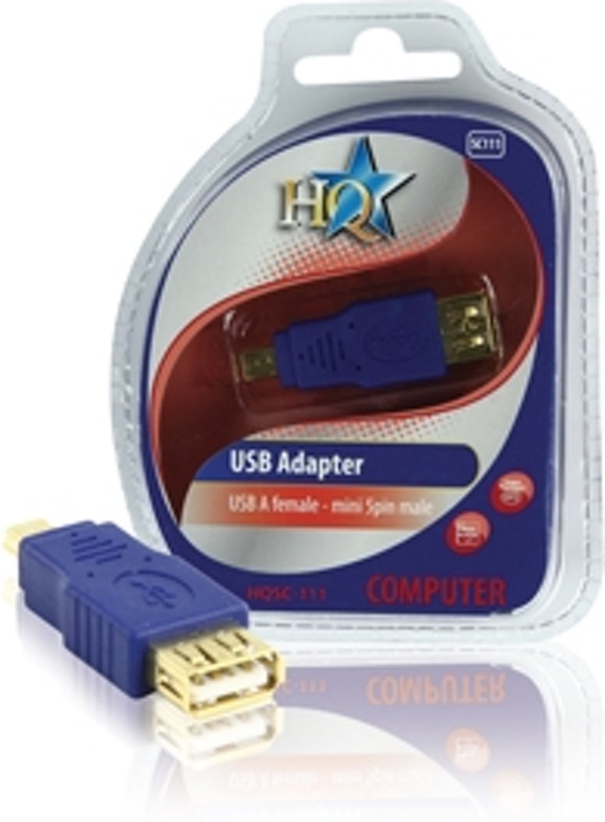 HQ SC-111 USB 2.0 A Female USB Mini 5p Mannelijk Blauw kabeladapter/verloopstukje