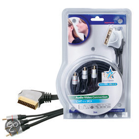 Hoge kwaliteit Scart - 3x RCA aansluitkabel 5,00 m