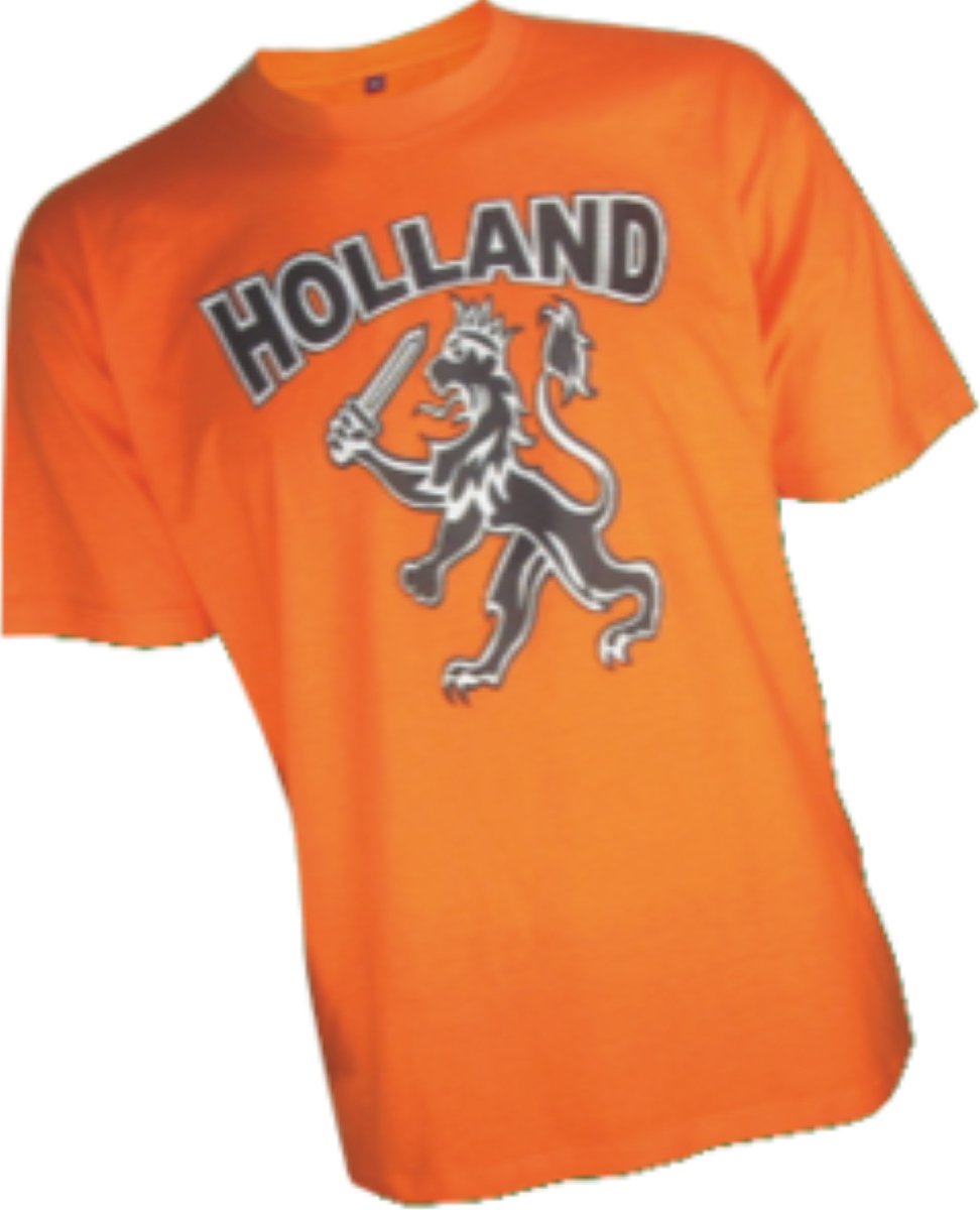 Kinder t-shirt oranje met opdruk Holland Leeuw