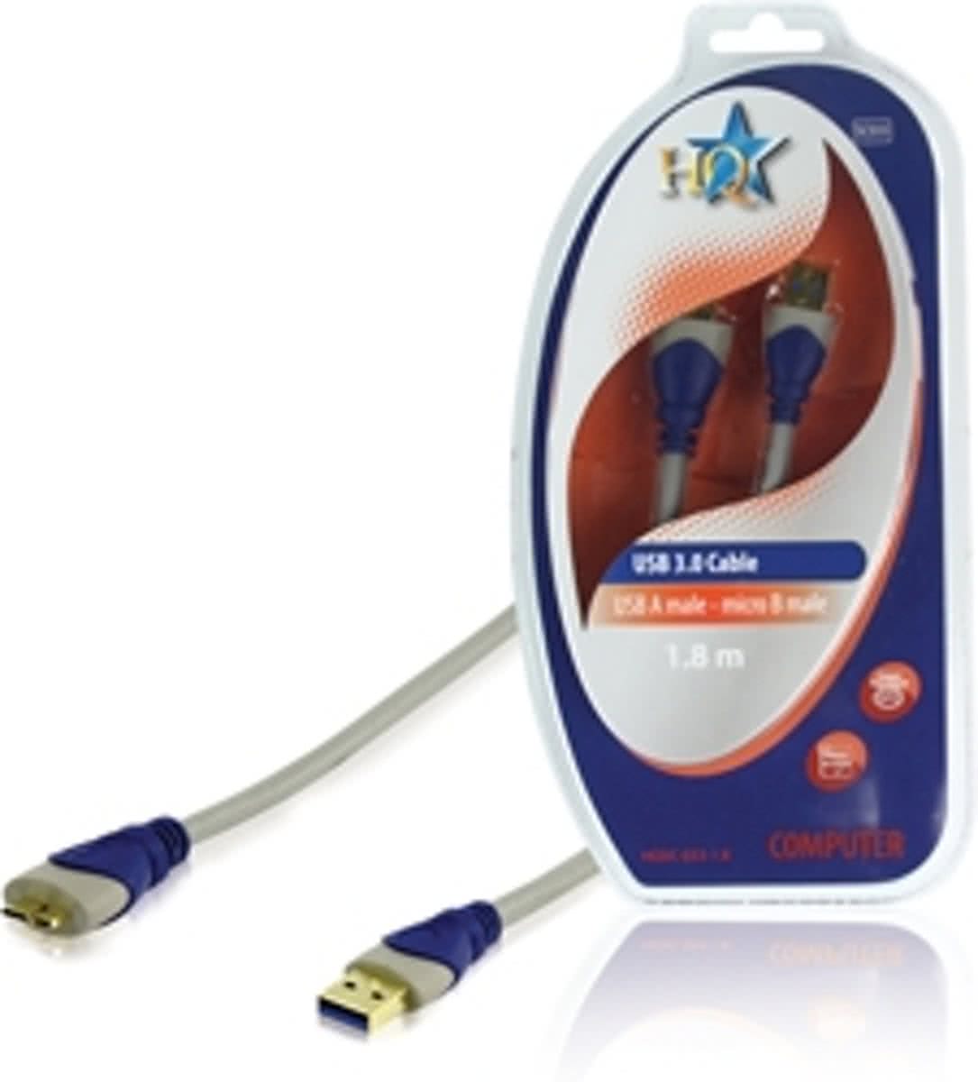 USB 3.0 Kabel A Male - Micro-B Male Rond 3.00 m Grijs