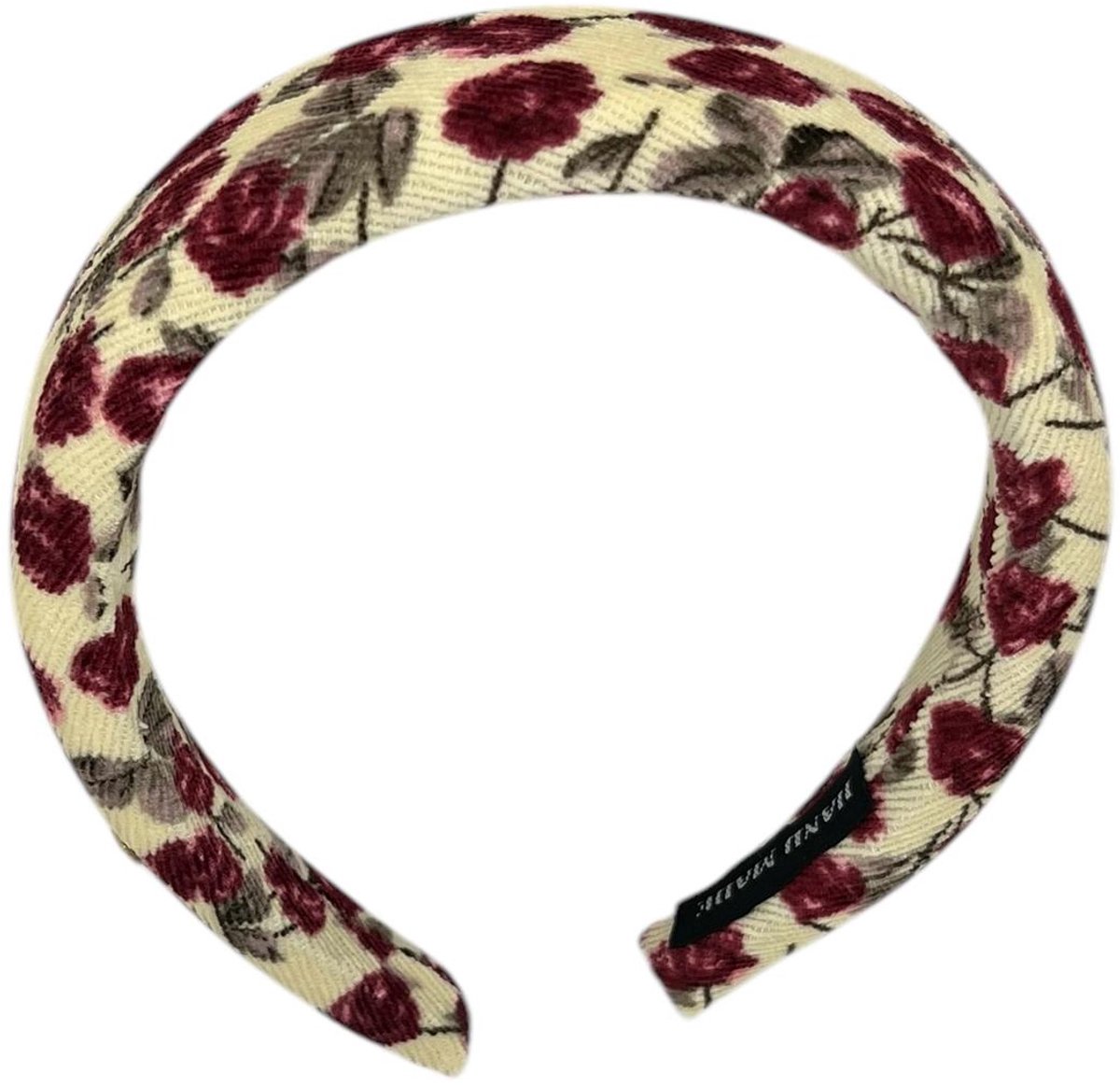 Diadeem - haarband - stof - retro - bloemen - rood/beige