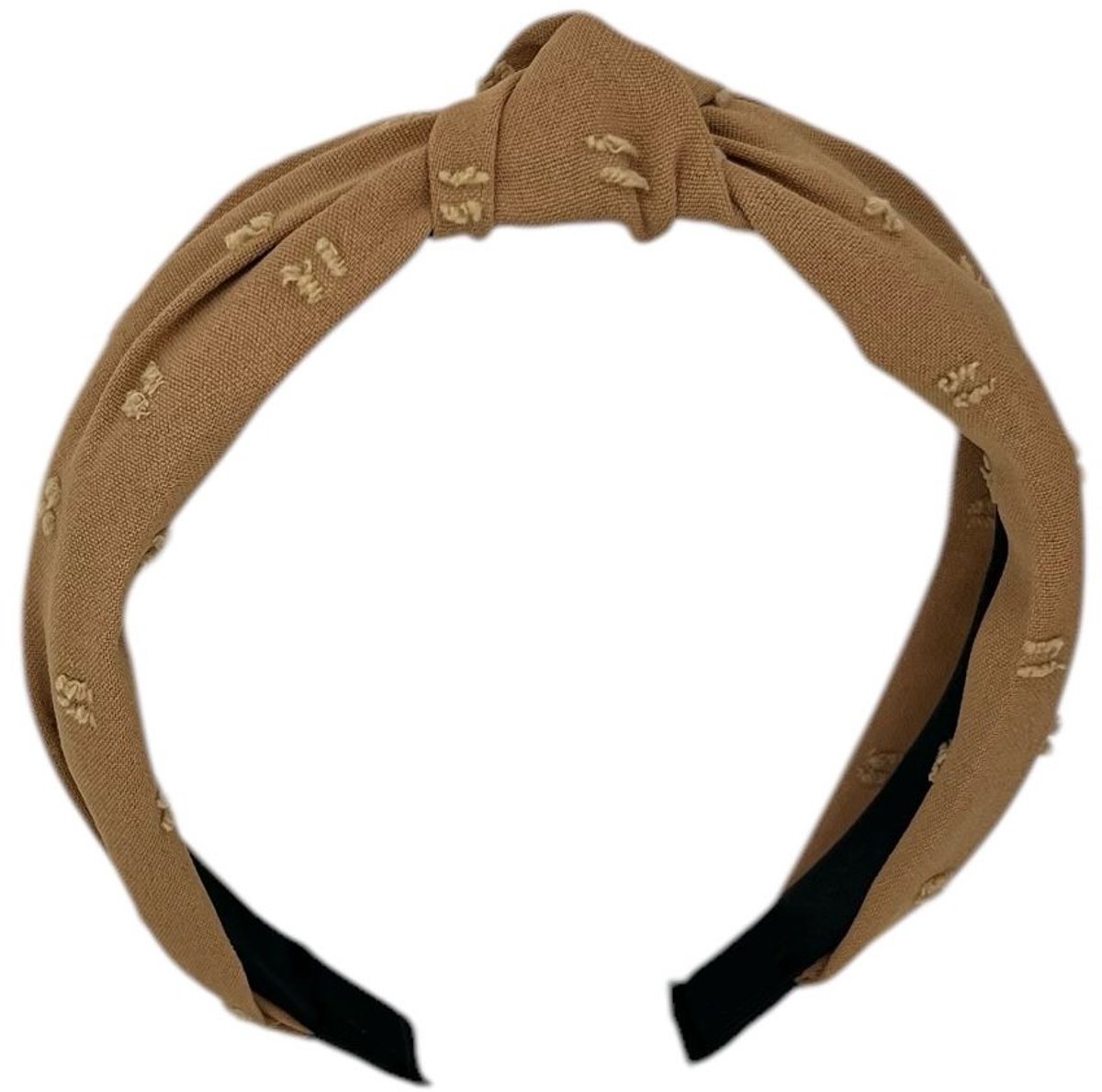Diadeem - stof - haarband - met knoop - bruin