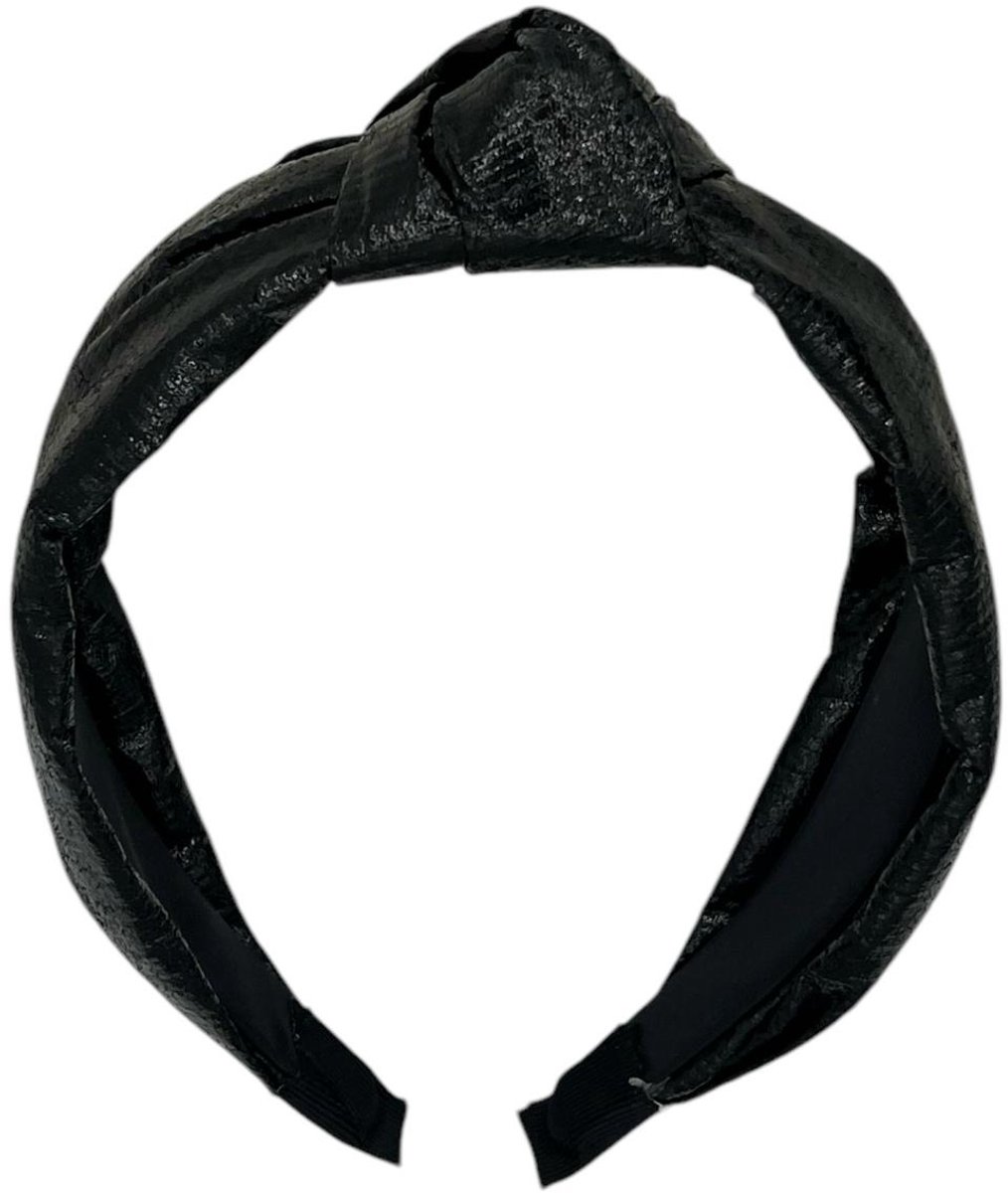 Diadeem - stof - haarband - zwart met knoop