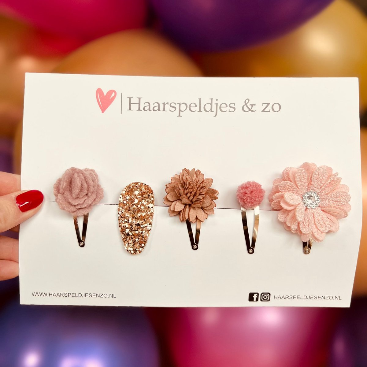 Try-out mix - mix van verschillende speldjes - bloemetjes - 4 cm speldjes - kerst - feestdagen - glitters - glimmend - roze