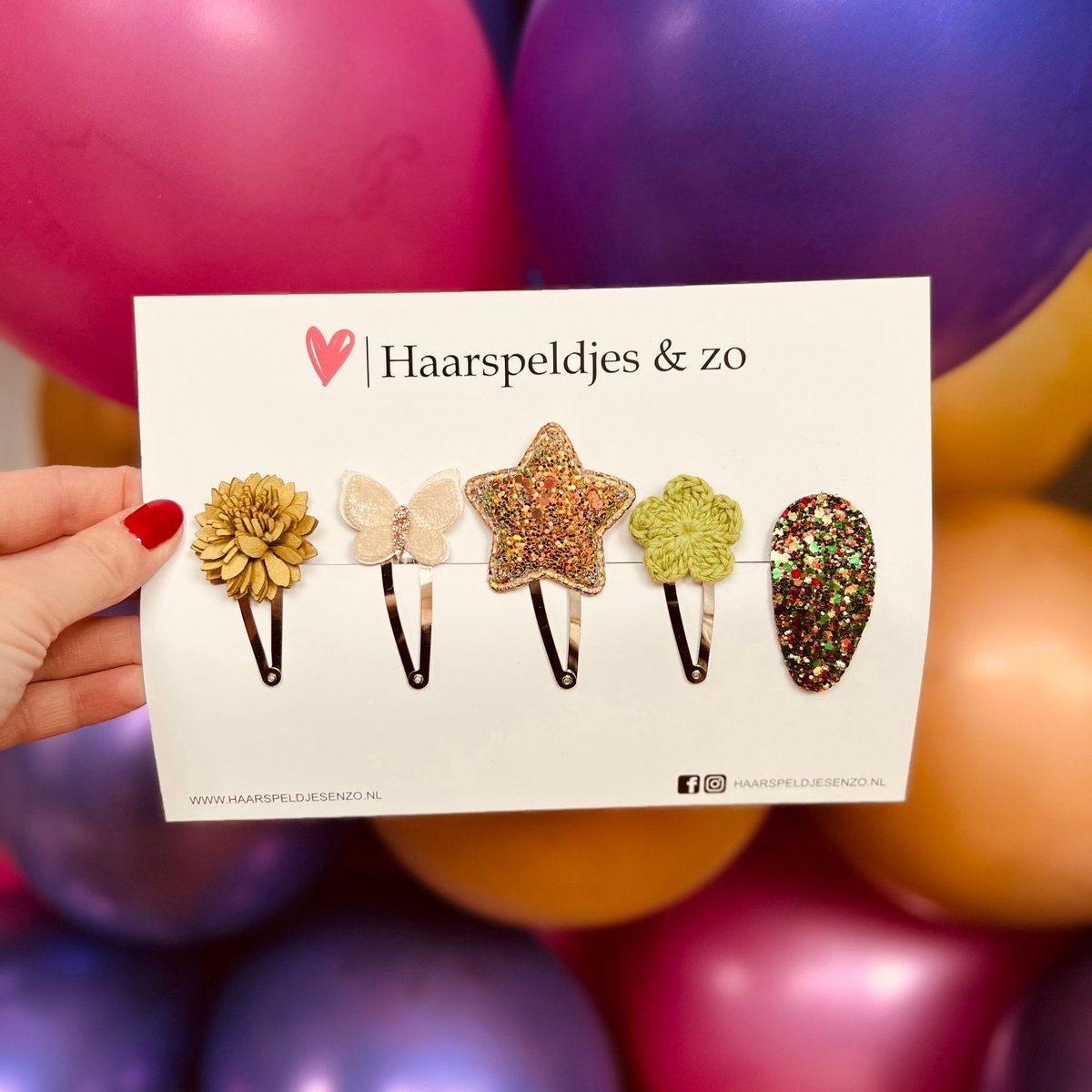 Try-out mix - mix van verschillende speldjes - bloemetjes - 5 cm speldjes - kerst - feestdagen - glitters - glimmend - groen