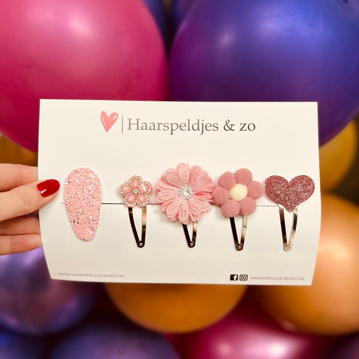 Try-out mix - mix van verschillende speldjes - bloemetjes - 5 cm speldjes - kerst - feestdagen - glitters - glimmend - roze