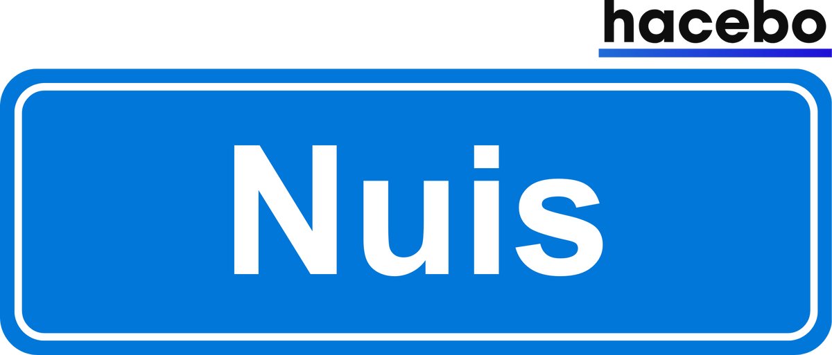 Hacebo - Plaatsnaam Sticker - 29x10 CM - Nuis sticker - Verkeersborden sticker - grappige cadeaus - Nuis