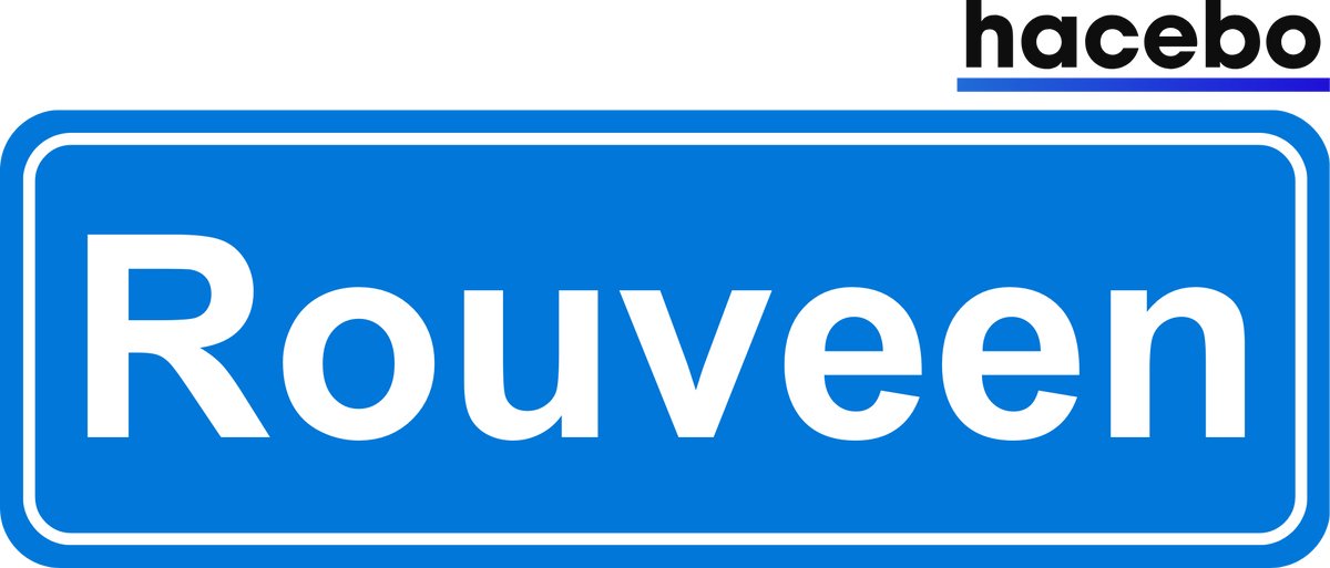 Hacebo - Plaatsnaam Sticker - 29x10 CM - Rouveen sticker - Verkeersborden sticker - grappige cadeaus - Rouveen