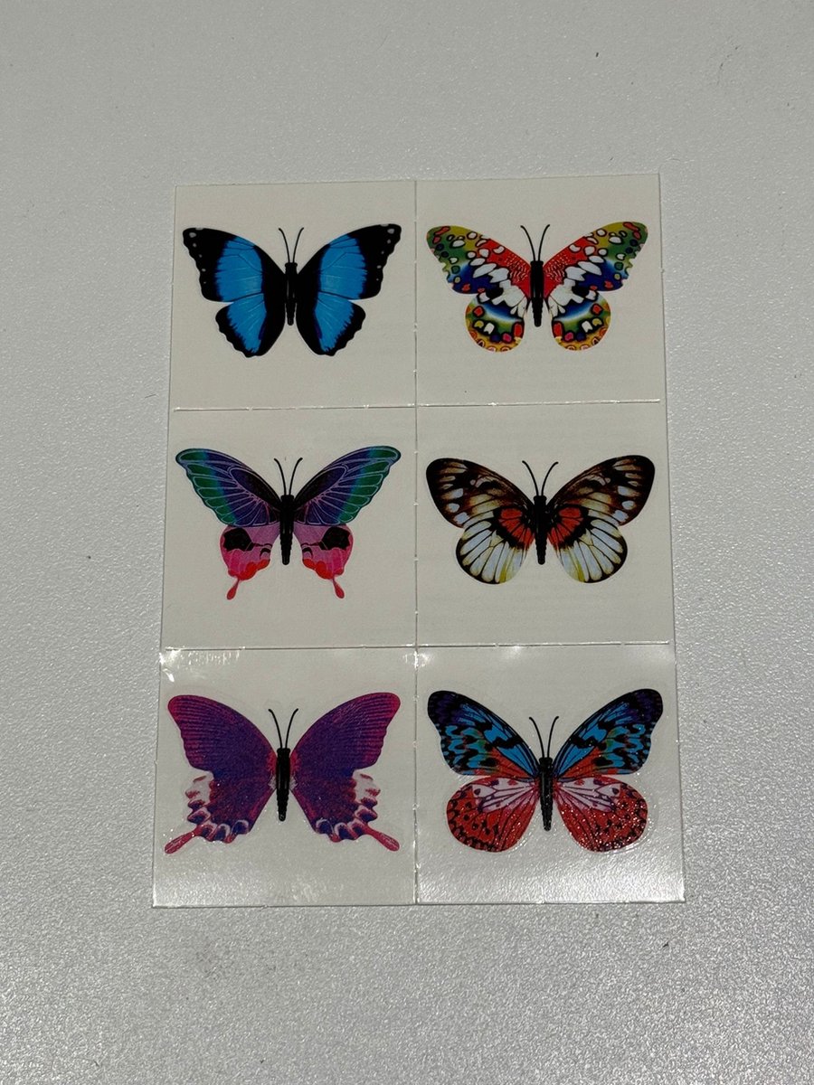plak tattoos kinderen - schoencadeautjes sinterklaas -sinterklaas cadeautjes - set van 6 - Vlinder 2