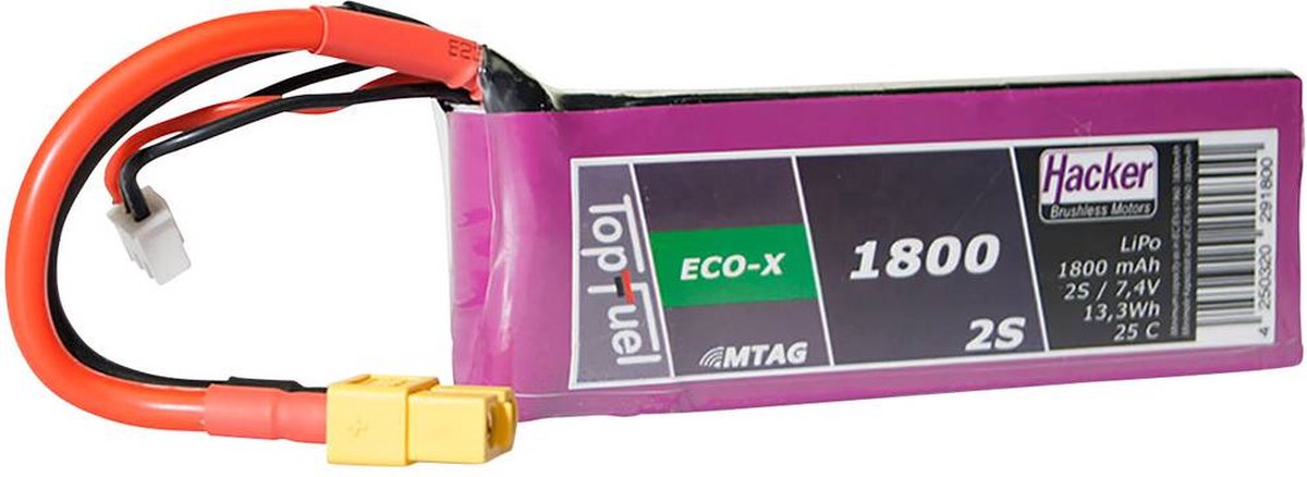 Hacker LiPo accupack 7.4 V 1800 mAh Aantal cellen: 2 25 C Softcase XT60