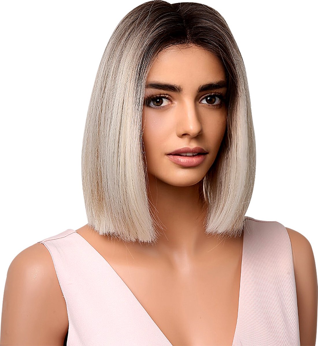 Haircube Damespruik – Hair Wig – Haarstuk – Wasbaar – Kambaar – Hoge Kwaliteit – Dames Haar – Bruin Blond – Verfbaar