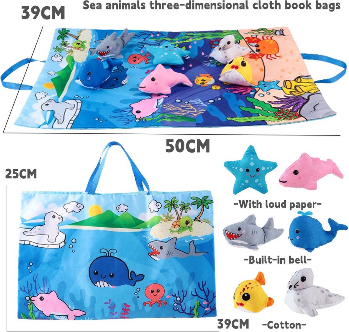 Babyspeelgoed -babyspeldeken -Speelkleed- Kruipmat -dierenopbergmar - driedimensionale dierendoek -Montessori speelgoed- babydoekjes- puzzelspeelgoed- Pasgeborene Speelgoed