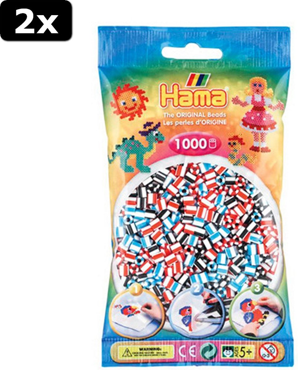 2x Hama Strijkkralen 1000 Stuks 2 Kleurig Gemixed