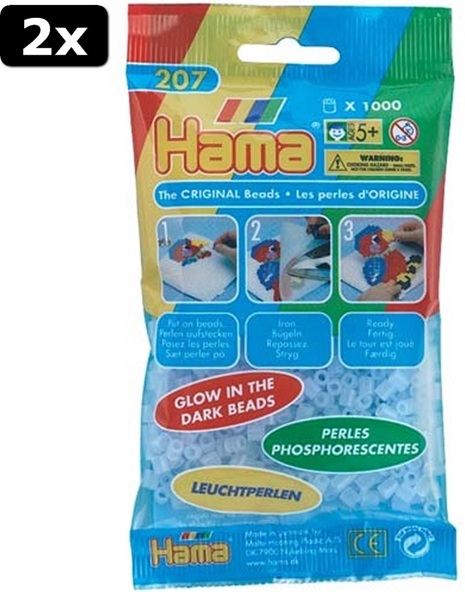 2x Hama Strijkkralen 1000 Stuks Blauw Glow