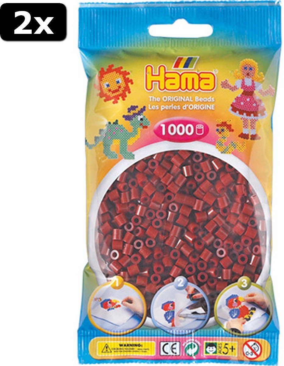 2x Hama Strijkkralen 1000 Stuks Bordeauxrood