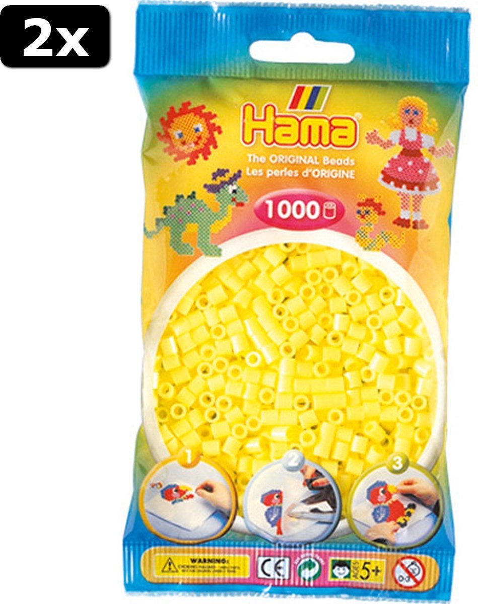 2x Hama Strijkkralen 1000 Stuks Geel Pastel