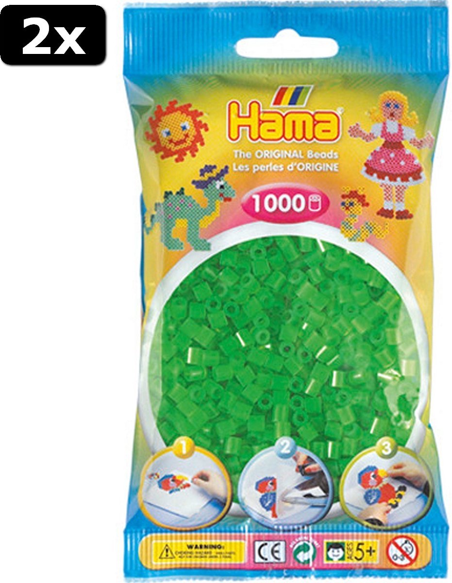 2x Hama Strijkkralen 1000 Stuks Groen Neon