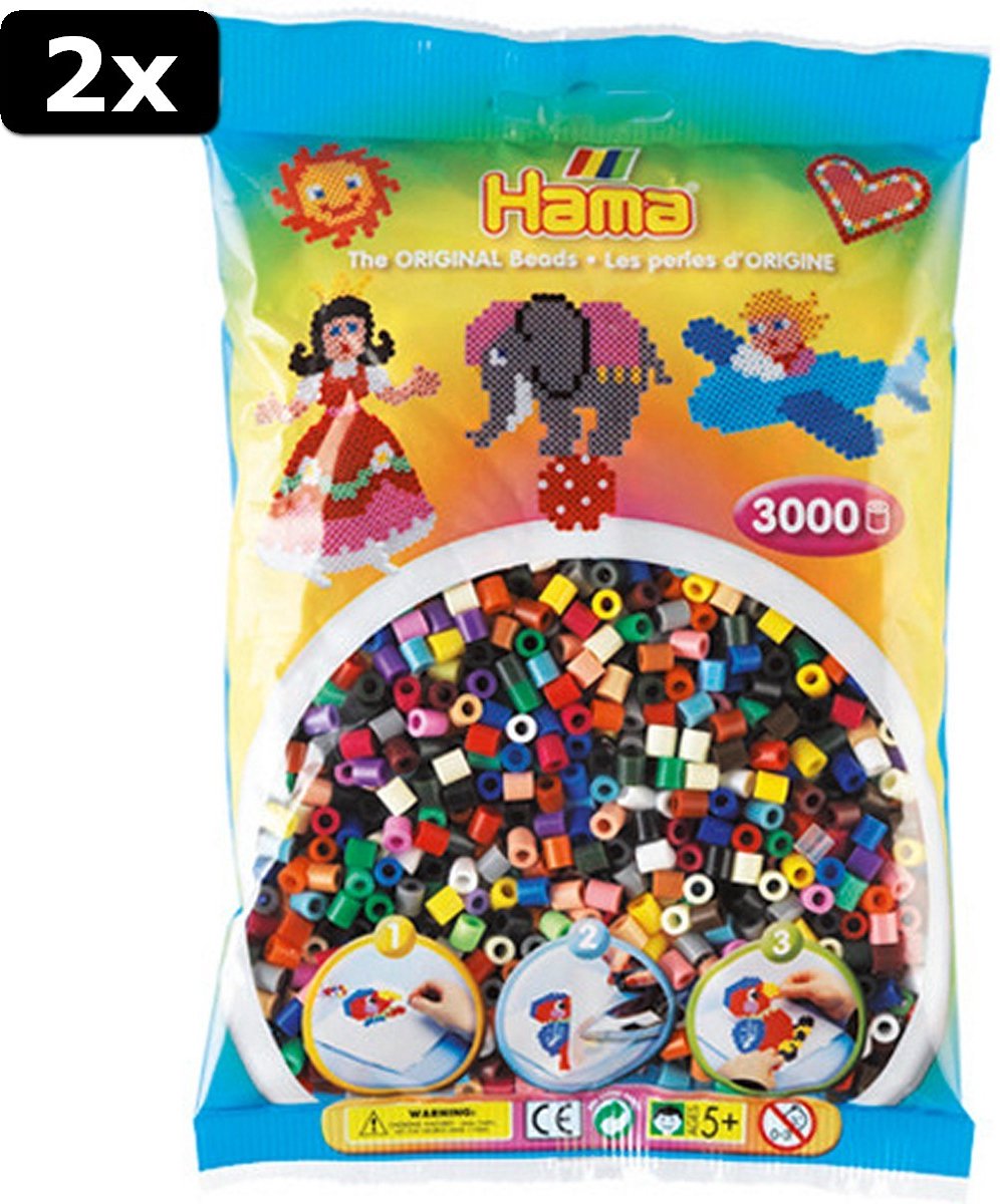 2x Hama Strijkkralen 3000 Stuks Diverse Kleuren