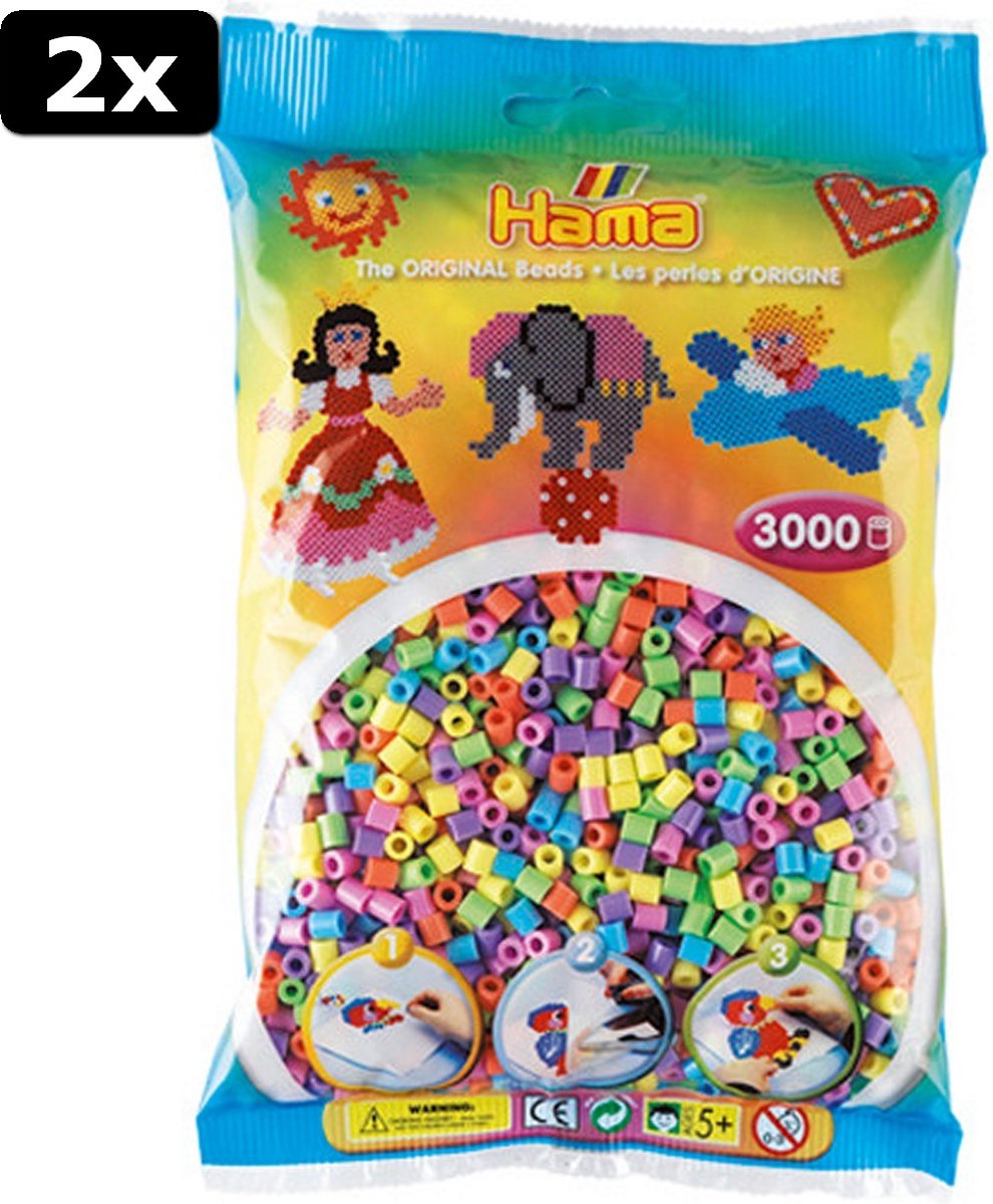 2x Hama Strijkkralen 3000 Stuks Pastel