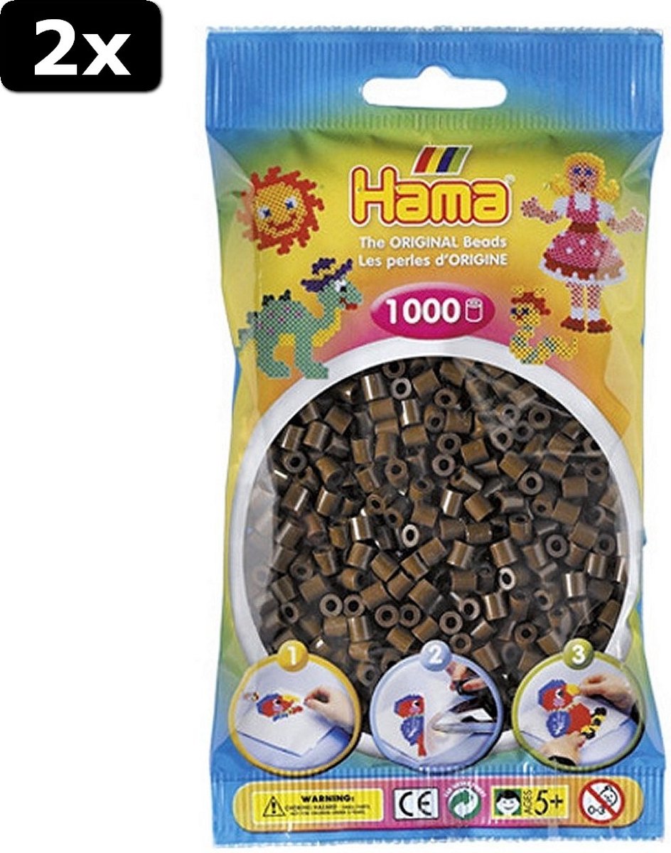 2x Hama Strijkkralen Chocoladebruin 1000 Stuks